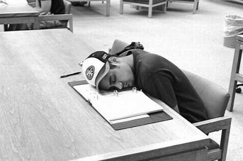 sleeping in library